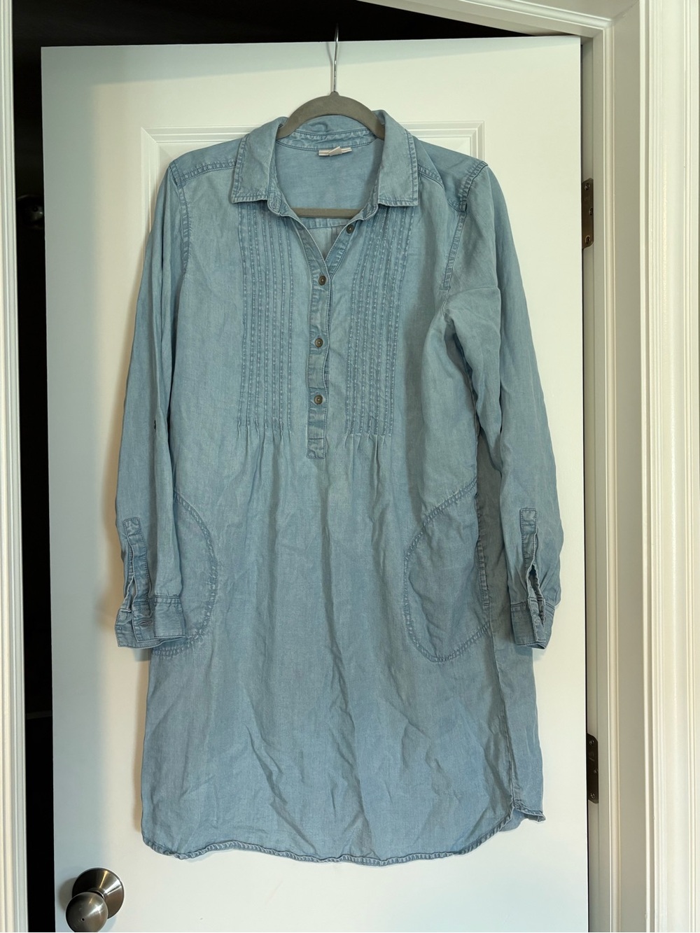 J.Jill Chambray Shirt Dress Medium Blue Denim Tunic Dress